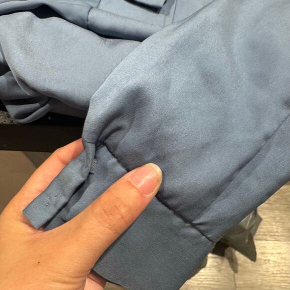 Kalmanovich Off The Shoulder Bubble Hem Crop Top Size 6 Blue - Picture 3 of 7